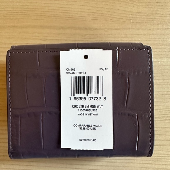 COACH Morgan Top Handle croc embossed leather Satchel Bag/Wallet Amethyst NWT - Picture 11 of 14